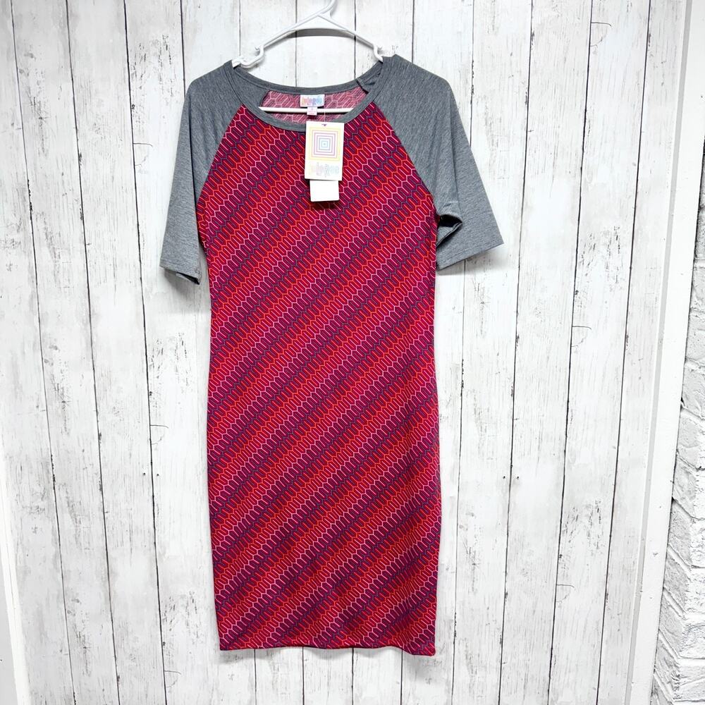 New Lularoe Dress Women Size Small Julia Geometric Print Round Neck Short Sleeve